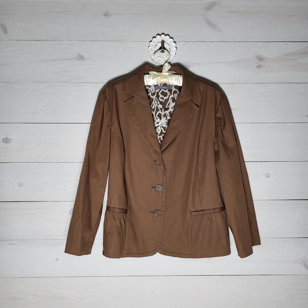Liz Claiborne Blazer Brown Button Up Western Fall.